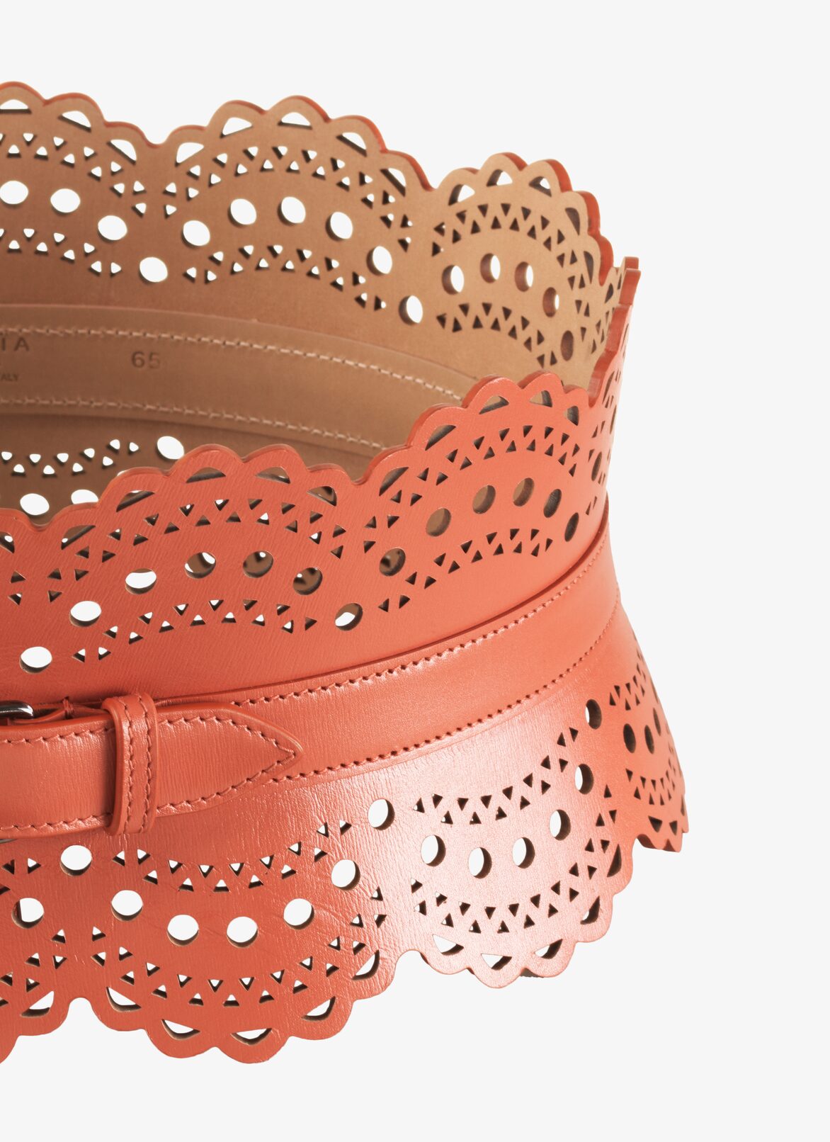Laser Cut Calfskin Corset Belt ALAÏA BEIGE LASER CUT CALFSKIN CORSET BELT